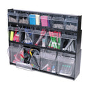 Tilt Bin Interlocking Multi-bin Storage Organizer, 4 Sections, 23.63" X 6.63" X 8.13", Black/clear