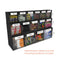 Tilt Bin Interlocking Multi-bin Storage Organizer, 4 Sections, 23.63" X 6.63" X 8.13", Black/clear