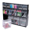 Tilt Bin Interlocking Multi-bin Storage Organizer, 6 Sections, 23.63" X 3.63" X 4.5", Black/clear