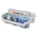 Stackable Caddy Organizer With S, M And L Containers, Plastic, 10.5 X 14 X 6.5, White Caddy/clear Containers