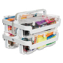 Stackable Caddy Organizer With S, M And L Containers, Plastic, 10.5 X 14 X 6.5, White Caddy/clear Containers