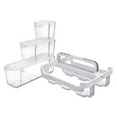 Stackable Caddy Organizer With S, M And L Containers, Plastic, 10.5 X 14 X 6.5, White Caddy/clear Containers