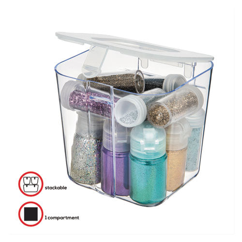 Stackable Caddy Organizer, Small, Plastic, 4.33 X 4 X 4.38, White