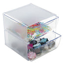 Stackable Cube Organizer, 2 Compartments, 2 Drawers, Plastic, 6 X 7.2 X 6, Clear