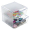 Stackable Cube Organizer, 2 Compartments, 2 Drawers, Plastic, 6 X 7.2 X 6, Clear