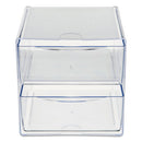 Stackable Cube Organizer, 2 Compartments, 2 Drawers, Plastic, 6 X 7.2 X 6, Clear