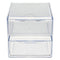 Stackable Cube Organizer, 2 Compartments, 2 Drawers, Plastic, 6 X 7.2 X 6, Clear