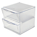 Stackable Cube Organizer, 2 Compartments, 2 Drawers, Plastic, 6 X 7.2 X 6, Clear