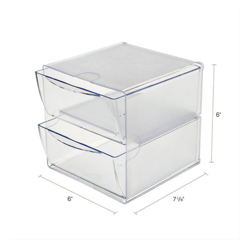 Stackable Cube Organizer, 2 Compartments, 2 Drawers, Plastic, 6 X 7.2 X 6, Clear