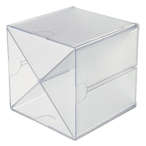 Stackable Cube Organizer, X Divider, 4 Compartments, Plastic, 6 X 7.2 X 6, Clear