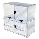 Stackable Cube Organizer, X Divider, 4 Compartments, Plastic, 6 X 7.2 X 6, Clear