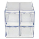 Stackable Cube Organizer, 4 Compartments, 4 Drawers, Plastic, 6 X 7.2 X 6, Clear