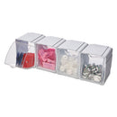 Tilt Bin Interlocking 4-bin Organizer, Plastic, 4.63 X 4.88 X 5.5, White/clear