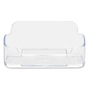 Horizontal Business Card Holder, Holds 50 Cards, 3.88 X 1.38 X 1.81, Plastic, Clear