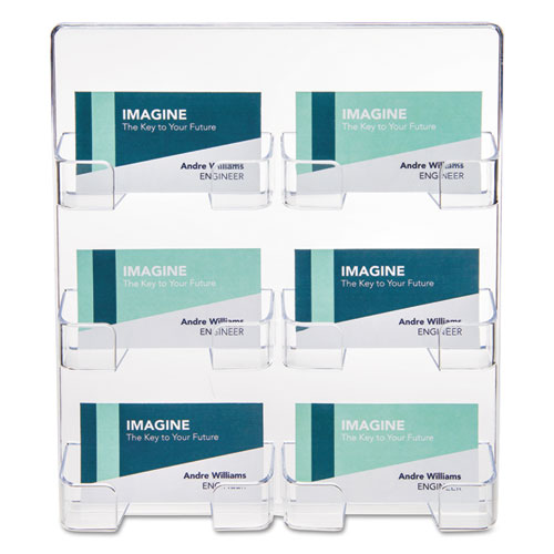 6-pocket Business Card Holder, Holds 480 Cards, 8.5 X 1.63 X 9.75, Plastic, Clear