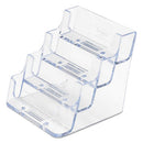 4-pocket Business Card Holder, Holds 200 Cards, 3.94 X 3.5 X 3.75, Plastic, Clear