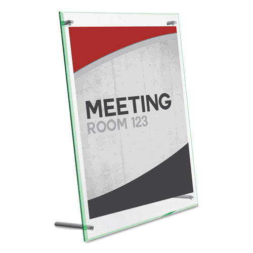 Superior Image Beveled Edge Sign Holder, Letter Insert, Clear/green-tinted Edges