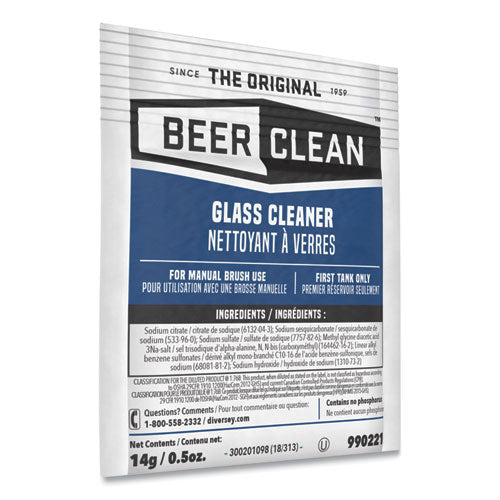 Beer Clean Glass Cleaner, Powder, 0.5 Oz Packet, 100/carton