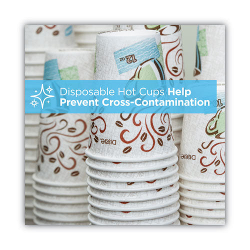 Perfectouch Paper Hot Cups And  Lids Combo, 10 Oz, Multicolor, 50 Cups/lids/pack