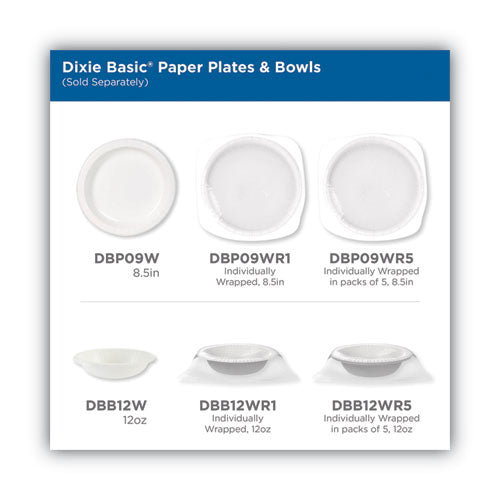 White Paper Plates, 8.5" Dia, Individually Wrapped, White, 500/carton