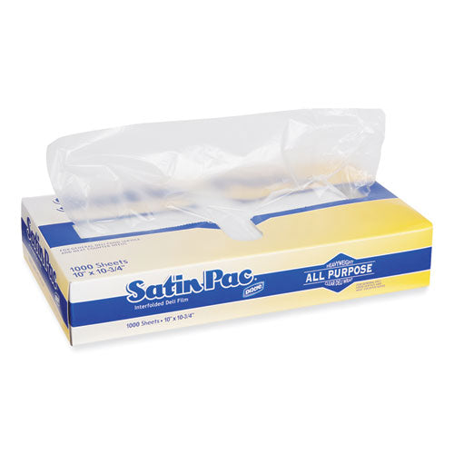 Satin-pac High Density Polyethylene Deli Film Sheets, 10 X 10.75, Clear, 1,000/pack, 10 Packs/carton