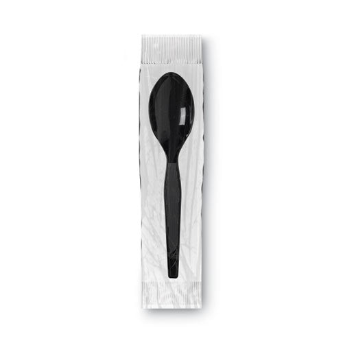 Grab’n Go Wrapped Cutlery, Teaspoons, Black, 90/box