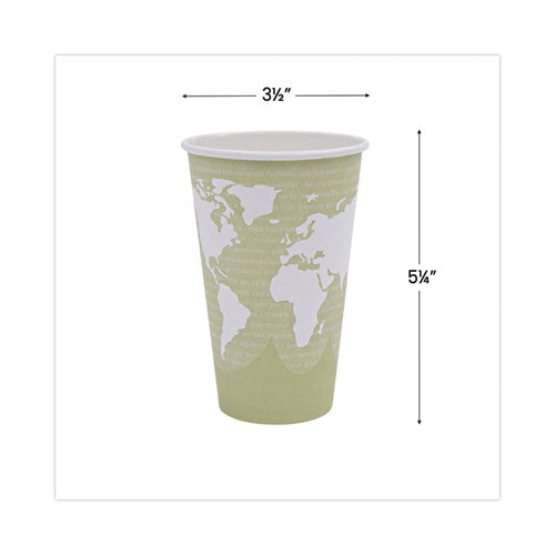 World Art Renewable And Compostable Hot Cups, 16 Oz, Moss, 50/pack