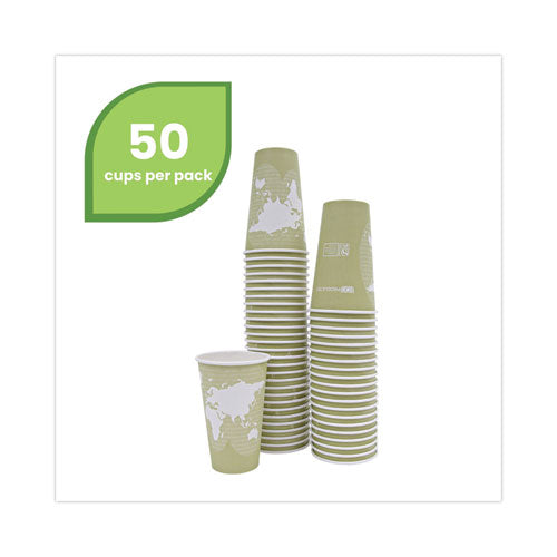 World Art Renewable And Compostable Hot Cups, 16 Oz, Moss, 50/pack