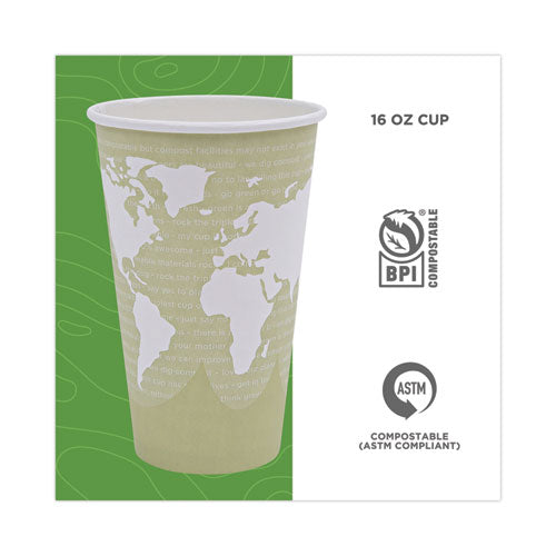 World Art Renewable And Compostable Hot Cups, 16 Oz, Moss, 50/pack