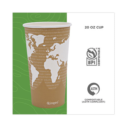 World Art Renewable And Compostable Hot Cups, 20 Oz, 50/pack, 20 Packs/carton