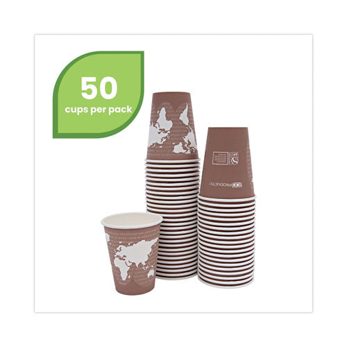 World Art Renewable And Compostable Hot Cups, 8 Oz, Plum, 50/pack