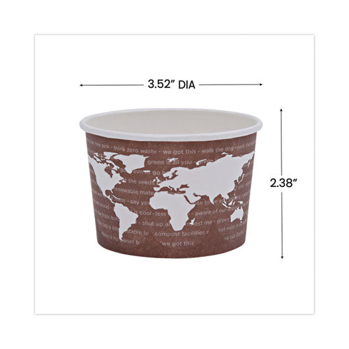 World Art Renewable And Compostable Food Container, 8 Oz, 3.04 Diameter X 2.3 H, Brown, Paper, 50/pack, 20 Packs/carton