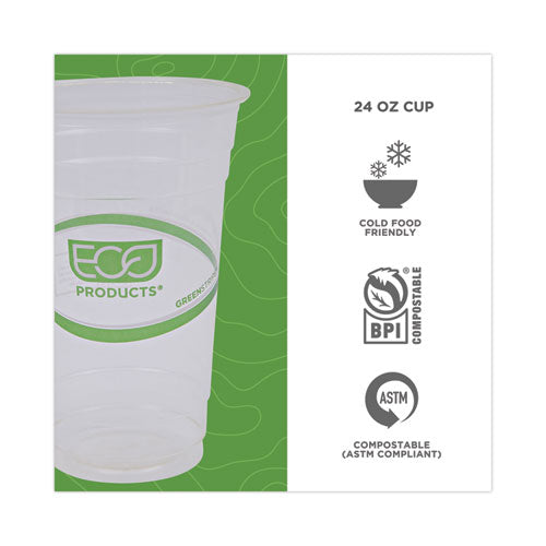 Greenstripe Renewable And Compostable Pla Cold Cups, 24 Oz, 50/pack, 20 Packs/carton