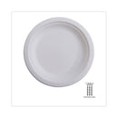 Renewable Sugarcane Dinnerware, Plate, 10" Dia, Natural White, 50/pack