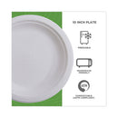 Renewable Sugarcane Dinnerware, Plate, 10" Dia, Natural White, 50/pack