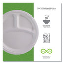 Vanguard Renewable And Compostable Sugarcane Plates, 3-compartment, 10" Dia, White, 500/carton