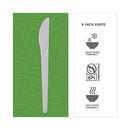 Plantware Compostable Cutlery, Knife, 6", Pearl White, 50/pack, 20 Pack/carton