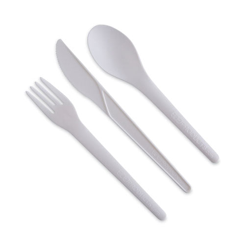 Plantware Compostable Cutlery, Fork, 6", Pearl White, 50/pack, 20 Pack/carton