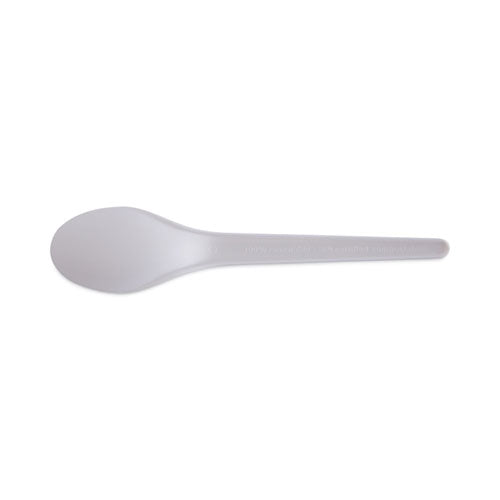 Plantware Compostable Cutlery, Spoon, 6", Pearl White, 50/pack, 20 Pack/carton