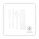 Plantware Compostable Cutlery Kit, Knife/fork/spoon/napkin, 6", Pearl White, 250 Kits/carton