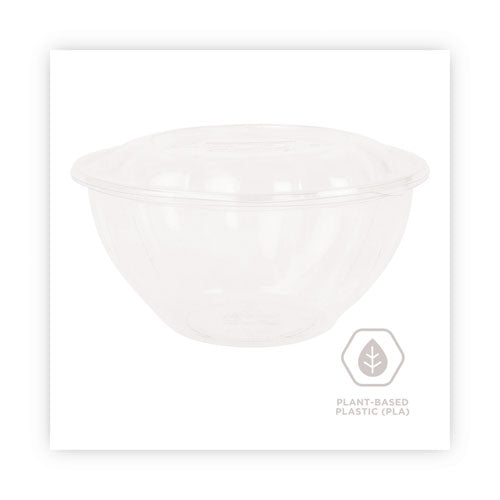 Renewable And Compostable Salad Bowls With Lids, 32 Oz, Clear, Plastic, 50/pack, 3 Packs/carton