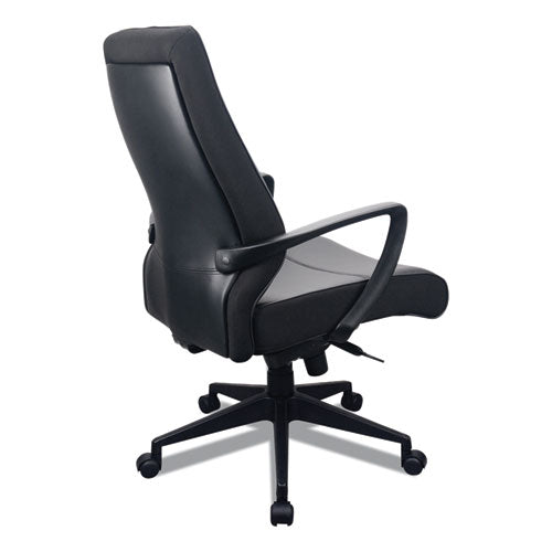 300 Leather High-back Chair, Supports Up To 250 Lb, 19.57" To 22.56" Seat Height, Black