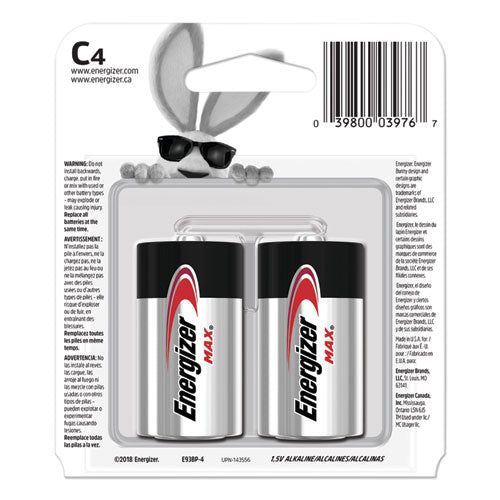 Max Alkaline C Batteries, 1.5 V, 4/pack