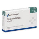 First Aid Sting Relief Pads, 10/box