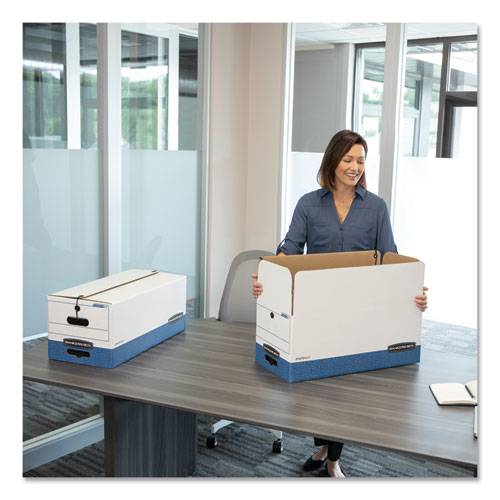 Stor/file Medium-duty Strength Storage Boxes, Letter Files, 12.25" X 24.13" X 10.75", White/blue, 4/carton