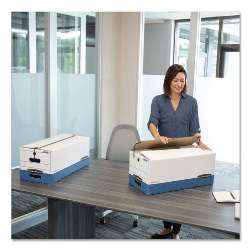 Stor/file Medium-duty Strength Storage Boxes, Letter Files, 12.25" X 24.13" X 10.75", White/blue, 4/carton