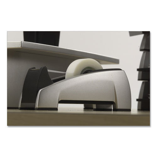 Office Suites Desktop Tape Dispenser, Heavy Base, 1" Core, Plastic, Black/silver