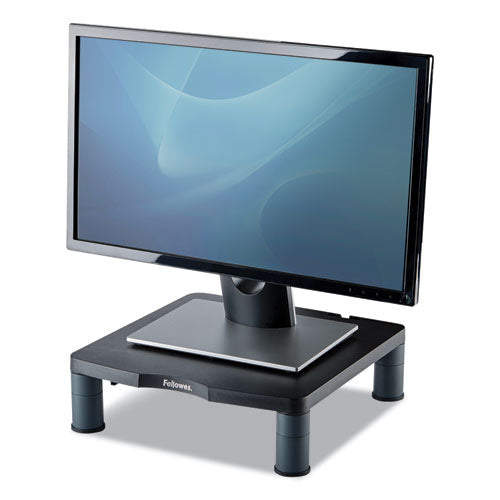 Standard Monitor Riser, 13.38" X 13.63" X 2" To 4", Graphite, Supports 60 Lbs