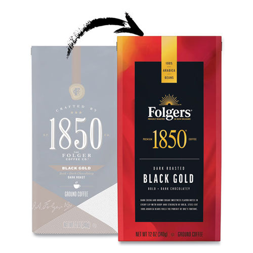 Coffee, Black Gold, Dark Roast, Ground, 12 Oz Bag