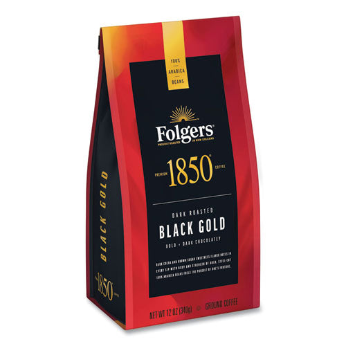 Coffee, Black Gold, Dark Roast, Ground, 12 Oz Bag, 6/carton